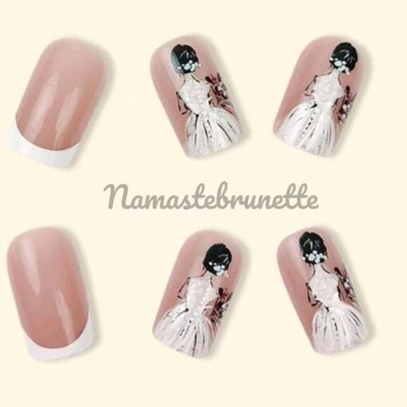 French Manicure Bride Press On Nails - Picture 3 of 6